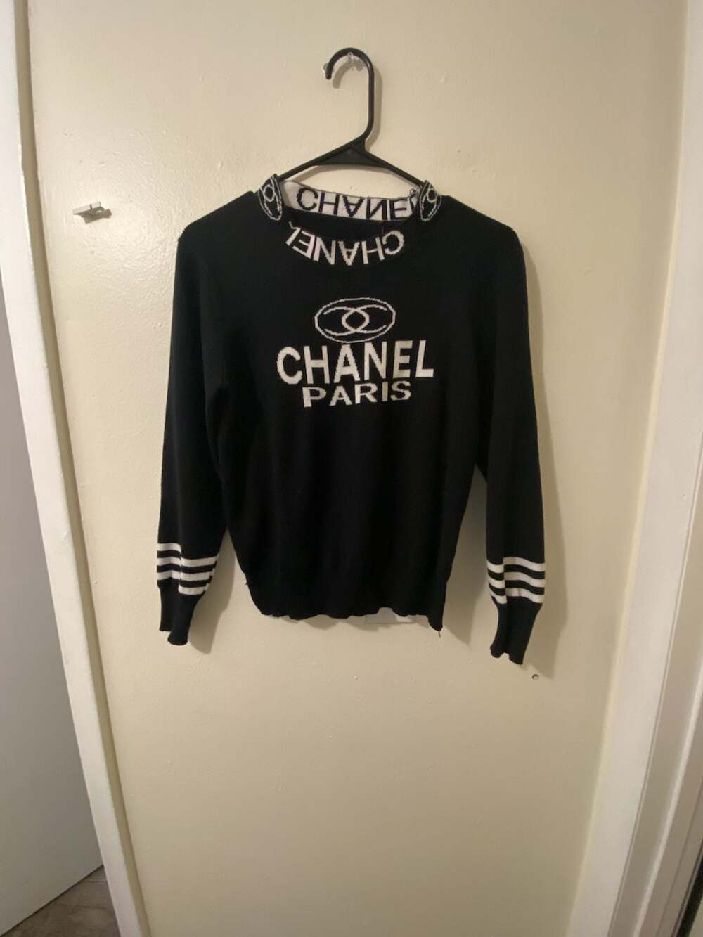 Chanel Paris Logo Knit Sweater Size L